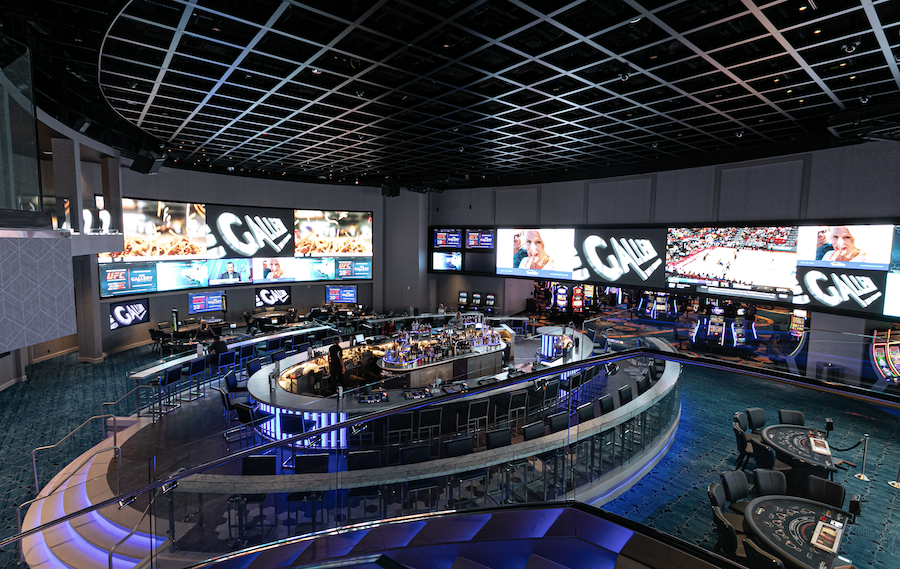The immersive video wall at a major Atlantic City, NJ casino sportsbook.
