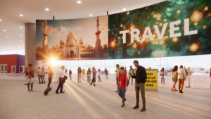 Airport commercial digital signage.