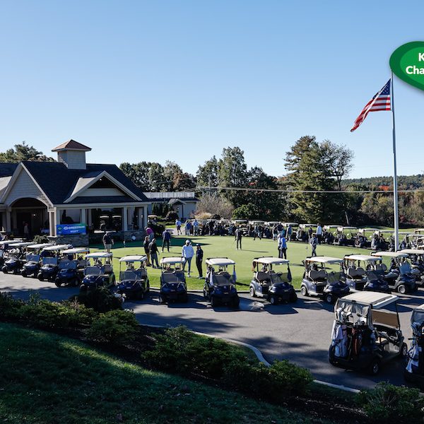 A collage of the Kids at Heart Charity Challenge golf tournament hosted by McCann Systems for Boston Children’s Hospital.